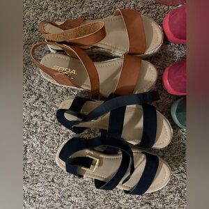 2 pairs of Strappy Buckle 1” platform Sandals